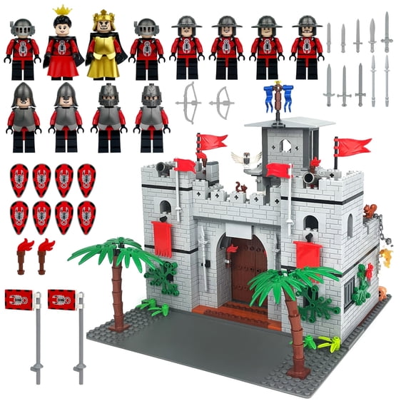 Medieval Knight Castle Building Blocks Set, with 12 Shadow Knight Figures, Knights Kingdom Castle, Easter Gift for Kids, 4+, 718Pcs