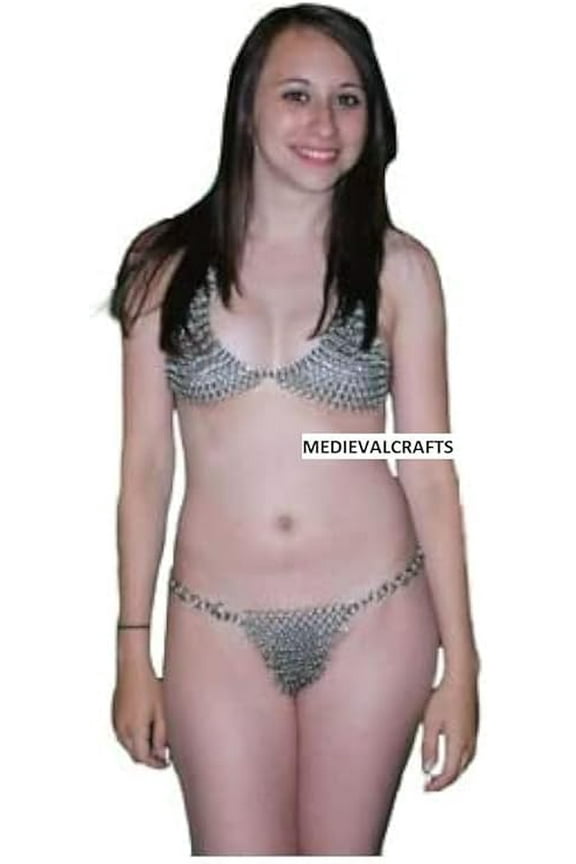 Medieval Knight Chain mail Aluminium Butted Round Rings Bra and Panty