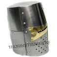 thumbnail image 1 of Medieval Knight Crusader Armor Helmet Brass Cross Replica Gift, 1 of 2