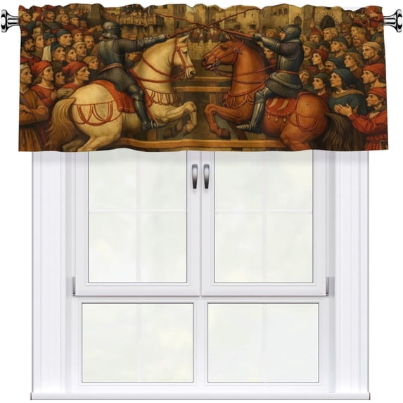 Flop Panel Medieval Knight Curtain Valance for Windows Rod Pocket Valance Window ...