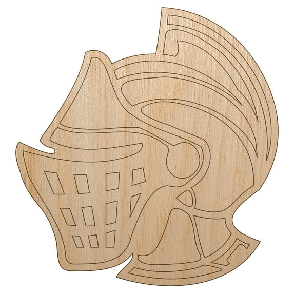 Medieval Knight Helmet Wood Shape Unfinished Piece Cutout Craft DIY Projects - 6.25 Inch Size - 1/4 Inch Thick