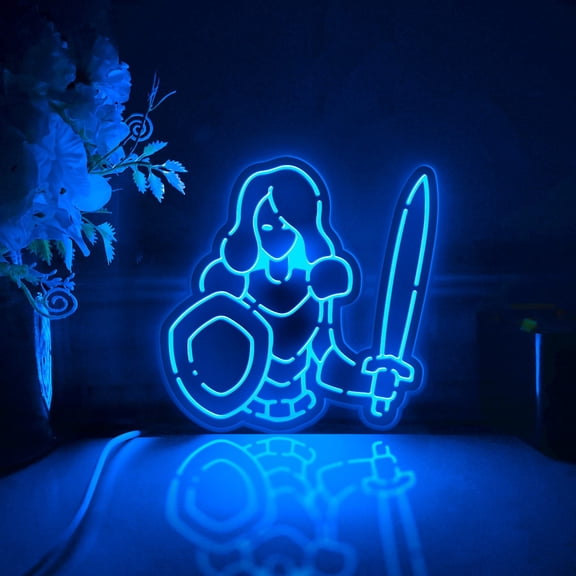 Medieval Knight Led Light Box, Dimmable Neon-Like Light Signs USB Power for Wall Decor Bedroom Decoration, RGB Light (WxH) 16"x16"