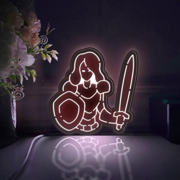 Medieval Knight Led Light Box, Dimmable Neon-Like Light Signs USB Power for Wall Decor Bedroom Decoration, Static Light (WxH) 6"x6"