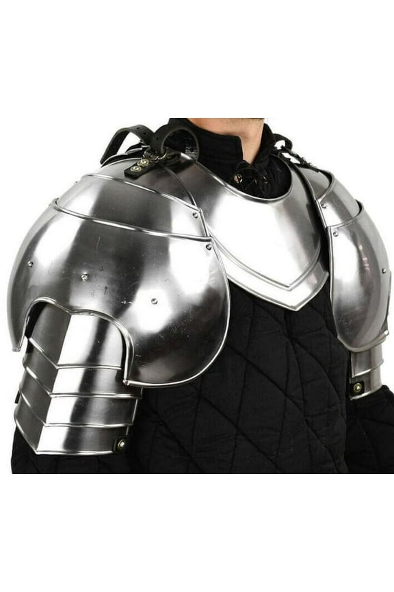 Medieval Knight Pauldrons 18 Gauge Steel Shoulder with Gorget Neck Armour