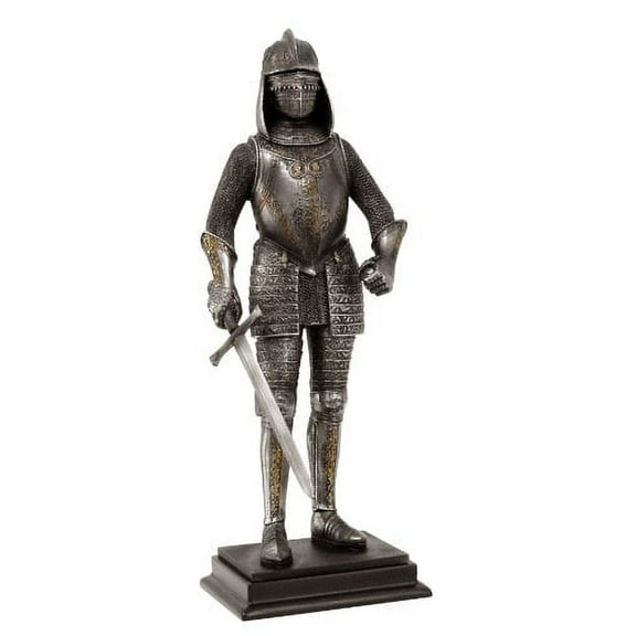 Medieval Knight Statue Bronze Finishing Cold Cast Resin Statue 12 3/4" tall