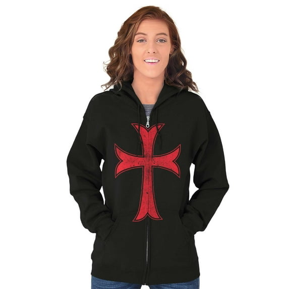 Medieval Knight Templar Christian Zip Up Hoodie Men's Women's Brisco Brands S