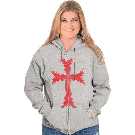 Medieval Knight Templar Christian Zip Up Hoodie Men's Women's Brisco Brands X
