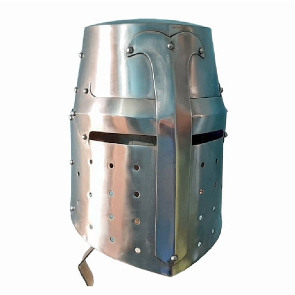 NISTAN Steel Medieval Crusader Bucket Helmet with Leather Liner