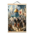 thumbnail image 1 of Medieval Knights Templar Canvas Scroll Poster Wall Hanging Banner with Retro Wooden Hanger Wall Art Home Decor Scroll Painting 1,Multicolor,23.5X35.4 inches, 1 of 6