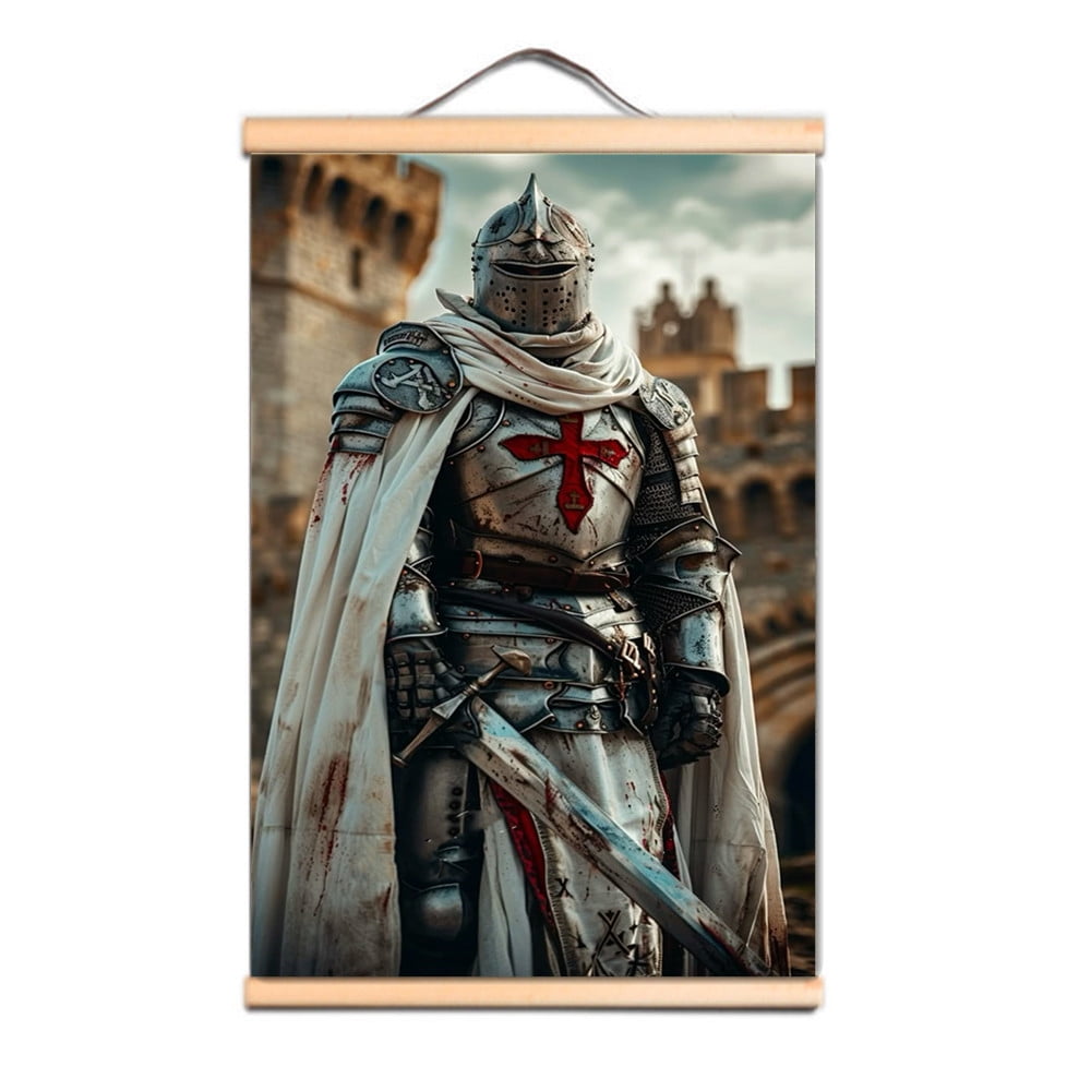 Medieval Knights Templar Canvas Scroll Poster Wall Hanging Banner with ...