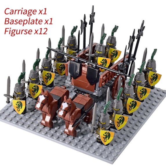 Medieval Knights mini Action Figures Building Blocks Roman Chariot Carriage Soldier War Horse Bricks Toys for Children Gift
