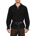 thumbnail image 1 of Medieval Lace Up, Shirt Belt Renaissance, Pirate Top Long, Sleeve Historical, Medieval Lace Up Shirt With Belt Renaissance Pirate Top Long Sleeve Historical Costume for Costume Party, Black L, 1 of 8