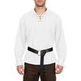 thumbnail image 1 of Medieval Lace Up, Shirt Belt Renaissance, Pirate Top Long, Sleeve Historical, Medieval Lace Up Shirt With Belt Renaissance Pirate Top Long Sleeve Historical Costume for Costume Party, White L, 1 of 8