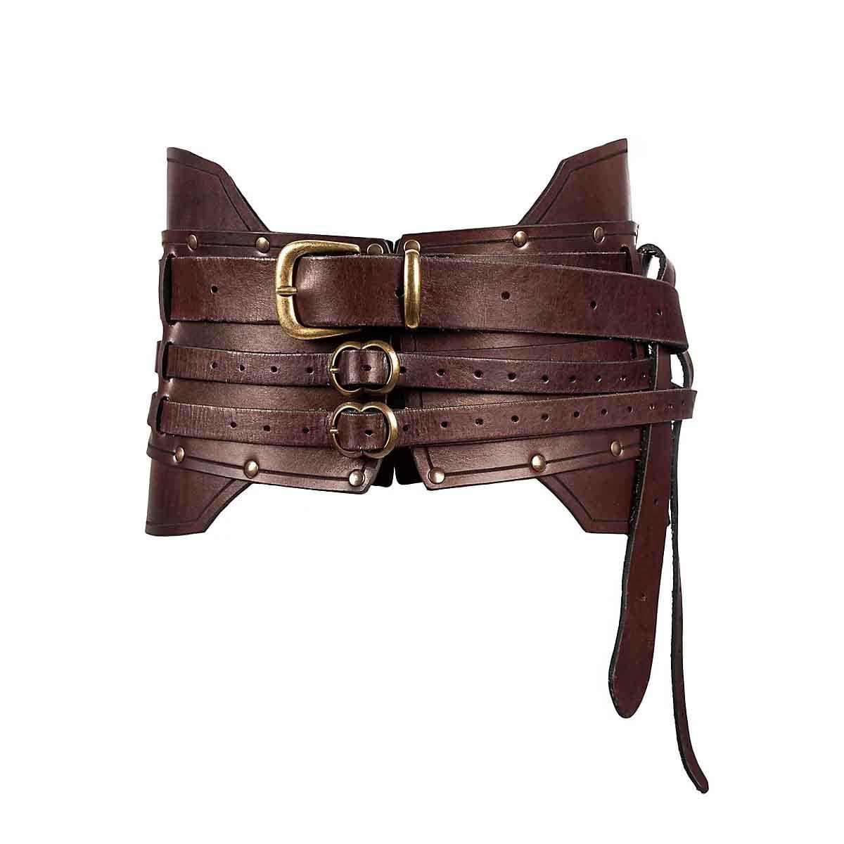 SUMGOGO Medieval Viking Leather Waist Belt - Wide Corset Armor Belt For Renaissance & Cosplay