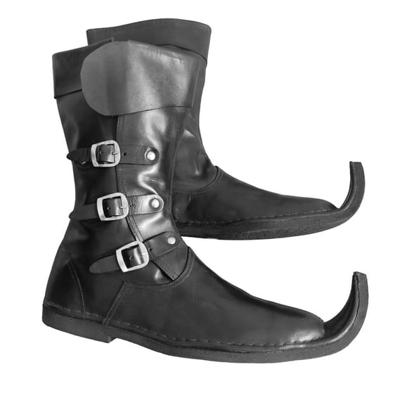 Medieval Leather Boots 3 Buckle Boots Forest Stage Pirate Shoe Leather Shoes Renaissance Festival Paladin Viking Costume Boot Size 11