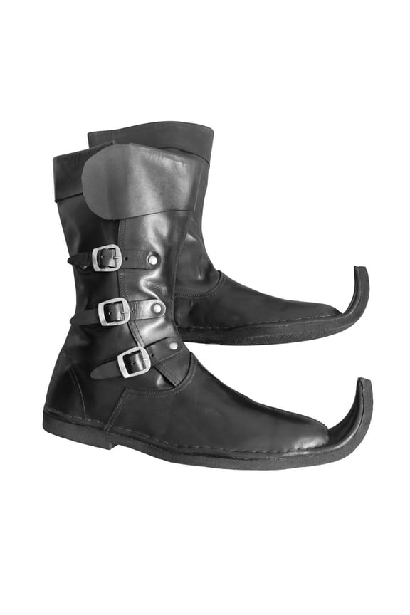 Medieval Leather Boots 3 Buckle Boots Forest Stage Pirate Shoe Leather Shoes Renaissance Festival Paladin Viking Costume Boot Size 9