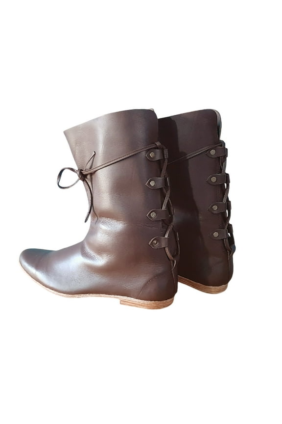 Medieval Leather Boots Pirates Loafer Boot Renaissance Festival Shoe Fest Paladin Fantasy Costume Mens Shoes Size 12