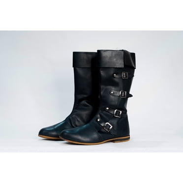 Funtasma Gotham-109 Men's Renaissance Medieval Side Button Boots – Black, Knee-High Costume Shoes