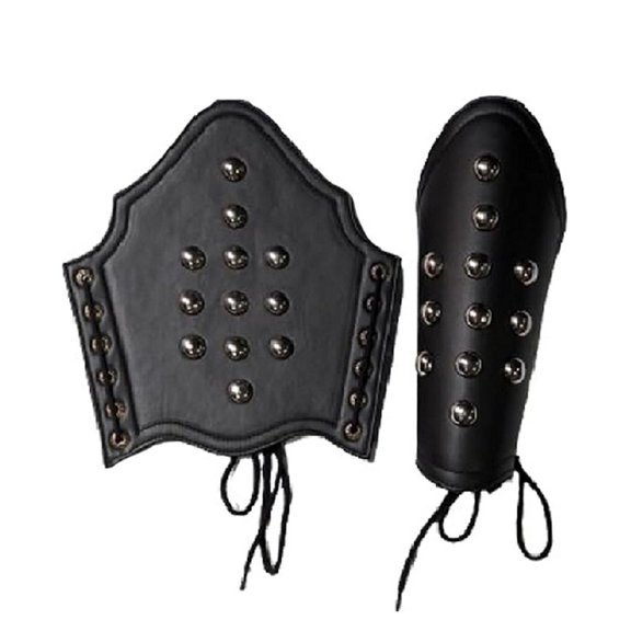 Medieval Leather Hand Guards Roman Legion Legionnaire Forearm Guard Pair