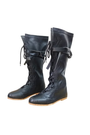 Medieval Leather Long Boots Retro Larp Ren Faire Mens Boot Pirates Viking Shoes Renaissance Reenactment Lace Up Shoe Size 11