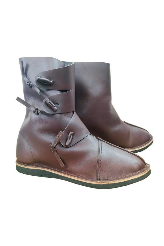 Medieval Leather Shoes Ankle Shoe Festival Paladin Fantasy Costume Boot Mens Boots Size 9