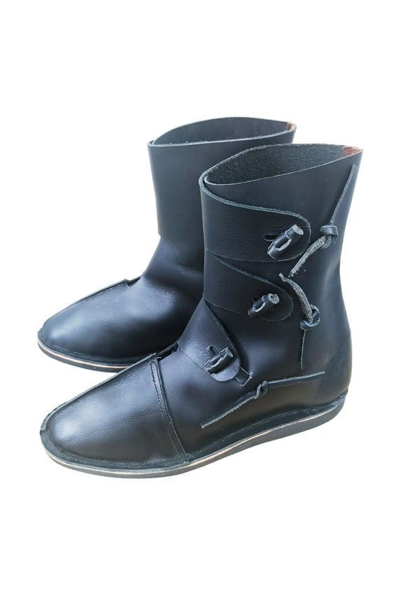 Medieval Leather Shoes Renaissance Fair Pirates Movie Prop Ankle Shoe LARP Fest Paladin Fantasy Costume Boot Mens Leather Boots Size 8