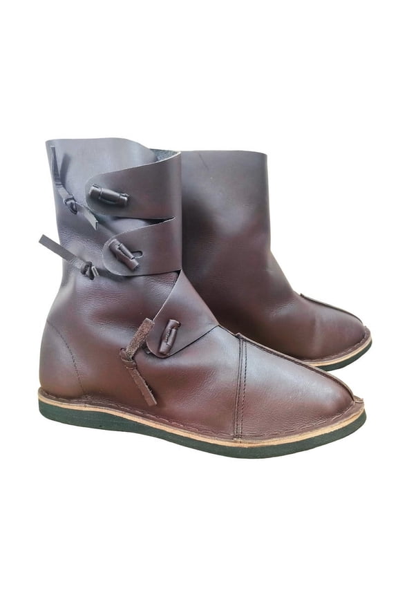 Medieval Leather Shoes Ankle Shoe Festival Paladin Fantasy Costume Boot Mens Boots Size 8