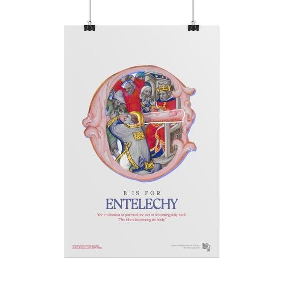 Medieval Letter E Wall Art Print, Unframed Paper Poster 8x10in
