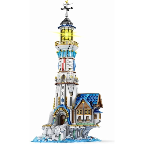 Medieval Lighthouse Building Kit with Lights, Collectible Architecture Model for Home Decor, Ideas Display Gift for Adult Boys Girls(66028)