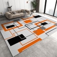 thumbnail image 1 of Medieval Line Geometric Art Area Rug, Orange Lines Orange Black Gray Rugs Floor Carpet, Indoor Non-Slip Rug For Room Sofa Living Room Mat Bedroom Home Decor Floor Mats 5x8ft, 1 of 6