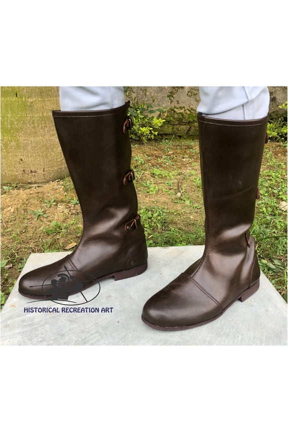 Medieval Long Boots | Handmade Knight Leather Long Boots RE-Enactment Mens Boots |