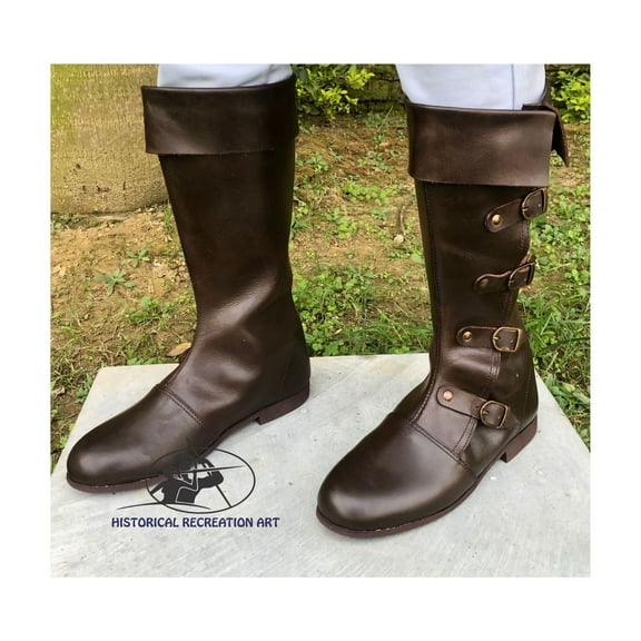 Medieval Long Boots | Handmade Knight Leather Long Boots RE-Enactment Mens Boots |