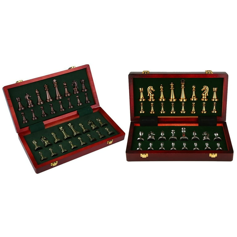 Medieval Luxury Chess Set with Wooden Chessboard Chess Game (Gold