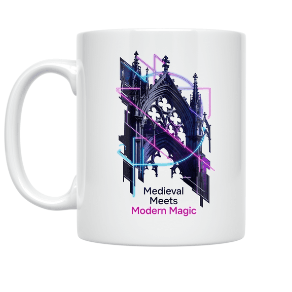 Medieval Meets Modern Magic - Aesthetic Trend Enthusiast - 11 oz Ceramic Coffee Mug