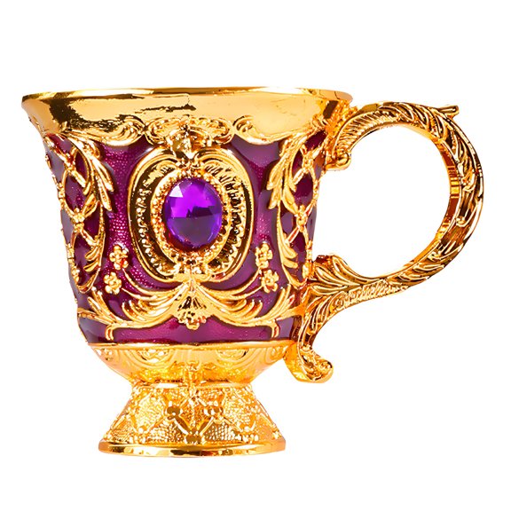 Medieval Metal Embossing Shot Glass Engraving Gemstones Wine Drinking Cup Chalices Goblet with Handle For Gatherings