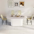 thumbnail image 1 of Medieval Modern Cream Style MDF Dining Table and PU Dining Chair Set with 4 Chairs, Easy Assembly for Home Kitchen, 1 of 9