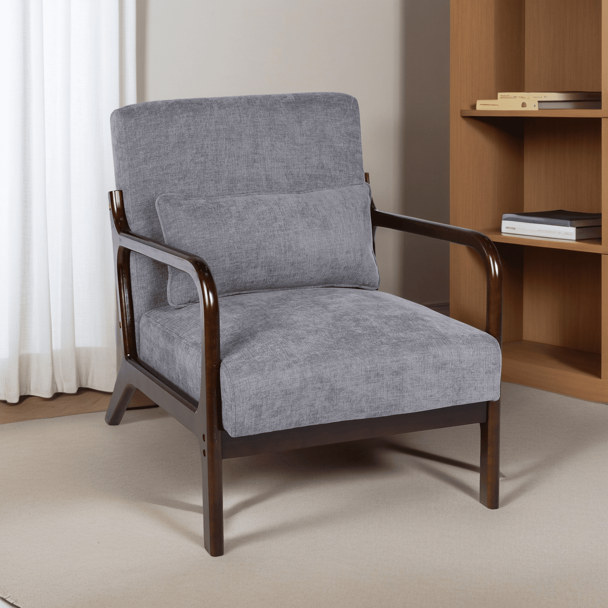 Medieval Modern Style Armchair, Living Room Lounge Chair, Solid Wood ...