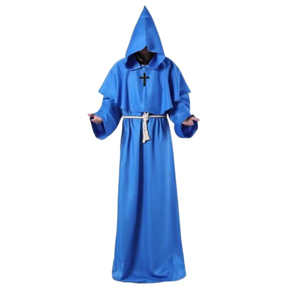 Medieval Monk Robe, Hooded Religious Gown, Hooded Cosplay Tunic, Hooded Robe Halloween Medieval Renaissance Cloaks Unisex Adult Monk Friar Priest Wizard Cloak Hooded Robe Cosplay Capes, XXL