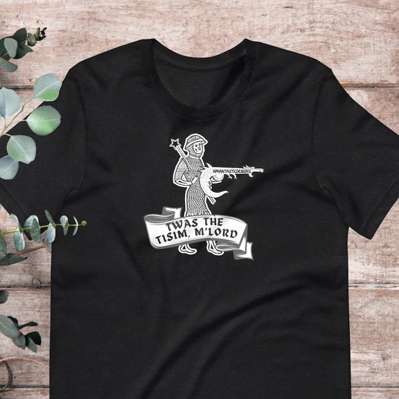 Medieval Musician Engraving Style Fantasy Parody Vintage Black White Graphic Tee Unisex Cotton T-Shirt, Sizes S-5XL