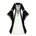 thumbnail image 1 of Medieval Noble Overcoat Dress, Lace Trim Renaissance Gown, Lace Up Trimmed Medieval Overcoat Dress, Long Flare Sleeve Two Piece Renaissance Cosplay Gown for Halloween Noble Themed Party, Black S, 1 of 3