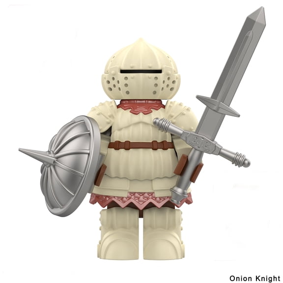 Medieval Onion Knight Detailed Black Knight Armor Minifigure with Interchangeable Shield building blocks