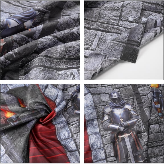 Medieval Party Backdrop Decorations 8 x 6ft Halloween Vintage Castle Backdrop Arched Door Window Knight Stone Wall Background A4 Paper DIY Handmade Chain for Medieval Party Supplies