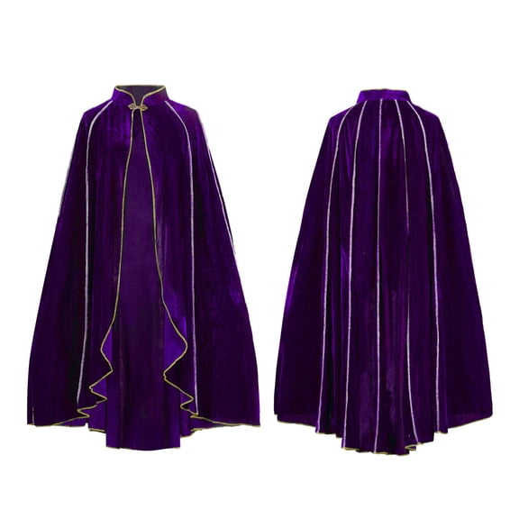 Medieval Queen Cosplay Cape, Stand Collar Velvet Short Cloak Cape, No Hood Vintage Royal Medieval Costume Cape for Halloween Noble Queen Cosplay, 5 Color Luxury Velvet Outerwear, Purple One Size