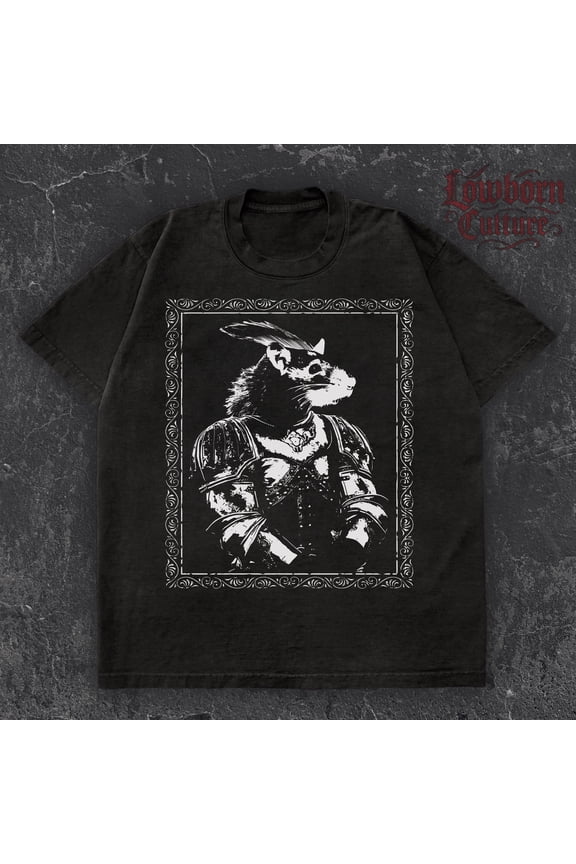 Medieval Rabbit Knight T-Shirt: Renaissance Gothic Animal Art