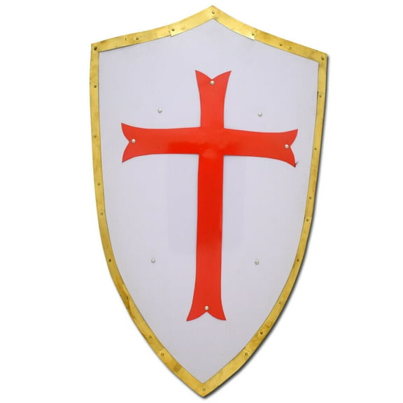 Medieval Red Cross Shield Knights of Templar Crusader 18G Steel