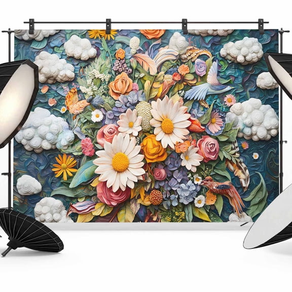 Medieval Relief Photography Backdrop 7x5FT, Daisy Roses Photo Backdrops, Background for Photography Studio Photo Studio Background, Back Drop for Photoshoot