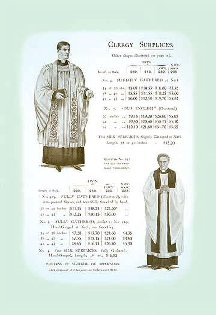 Medieval & Renaissance Church and Clerical Vestments Poster Print by