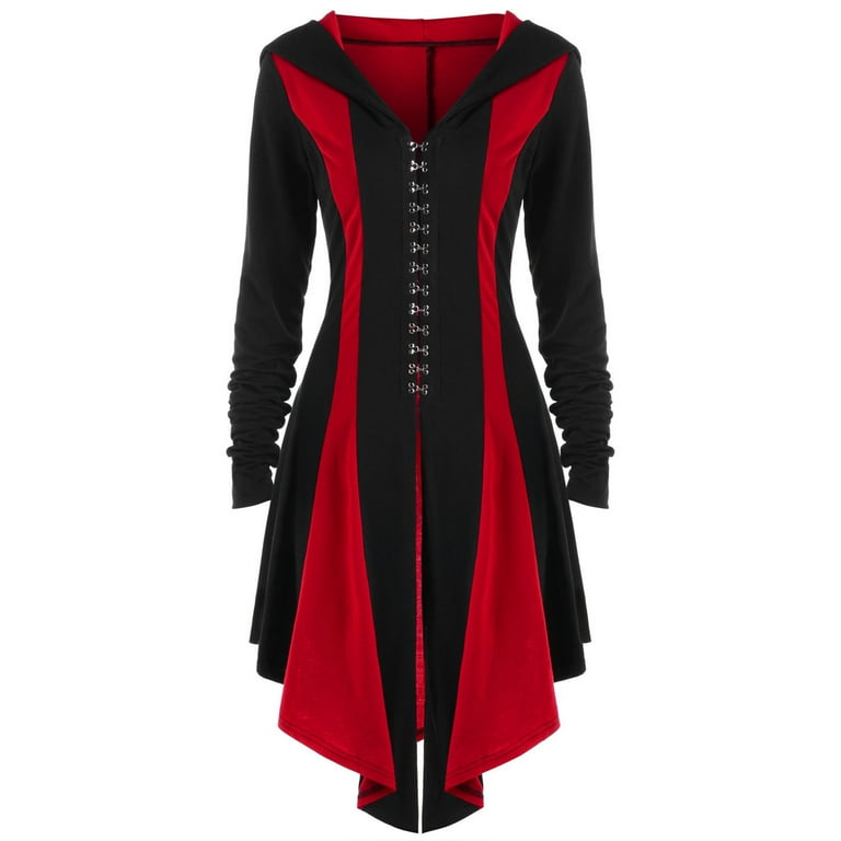 Medieval Renaissance Costume Womens Coat Vintage Patchwork Hooded
