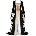 thumbnail image 1 of Medieval Renaissance Dress for Women Long Bell Sleeve Lace Up Costume Gown Vintage Royal Queen Cosplay Dress, 1 of 4