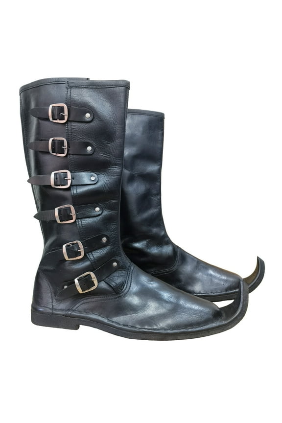 Medieval Renaissance Leather Long Boots Ren Faire Boot Pirate Shoes Viking Retro Gothic Pirates Cosplay Shoe Size 11